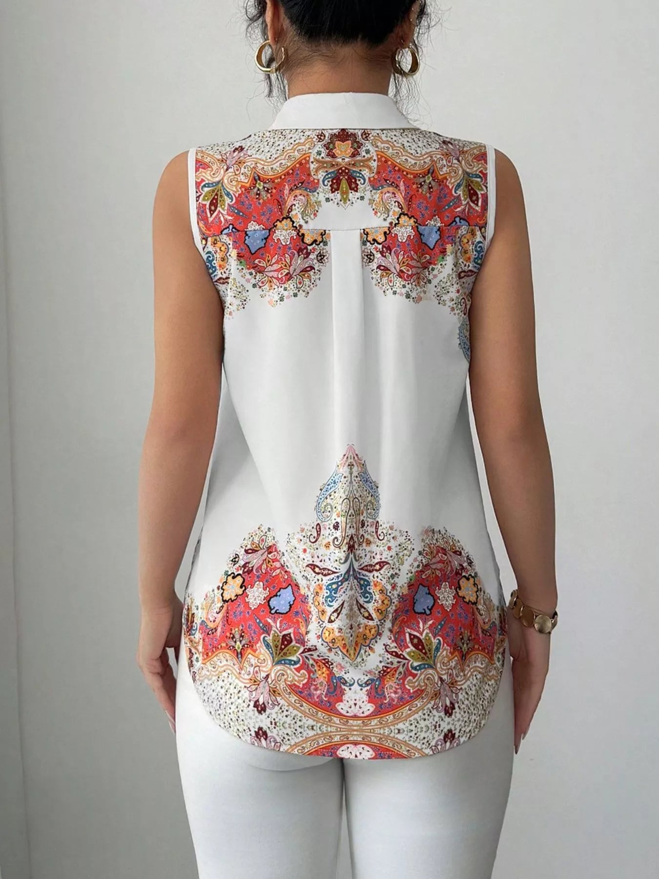Button Up Sleeveless Shirt