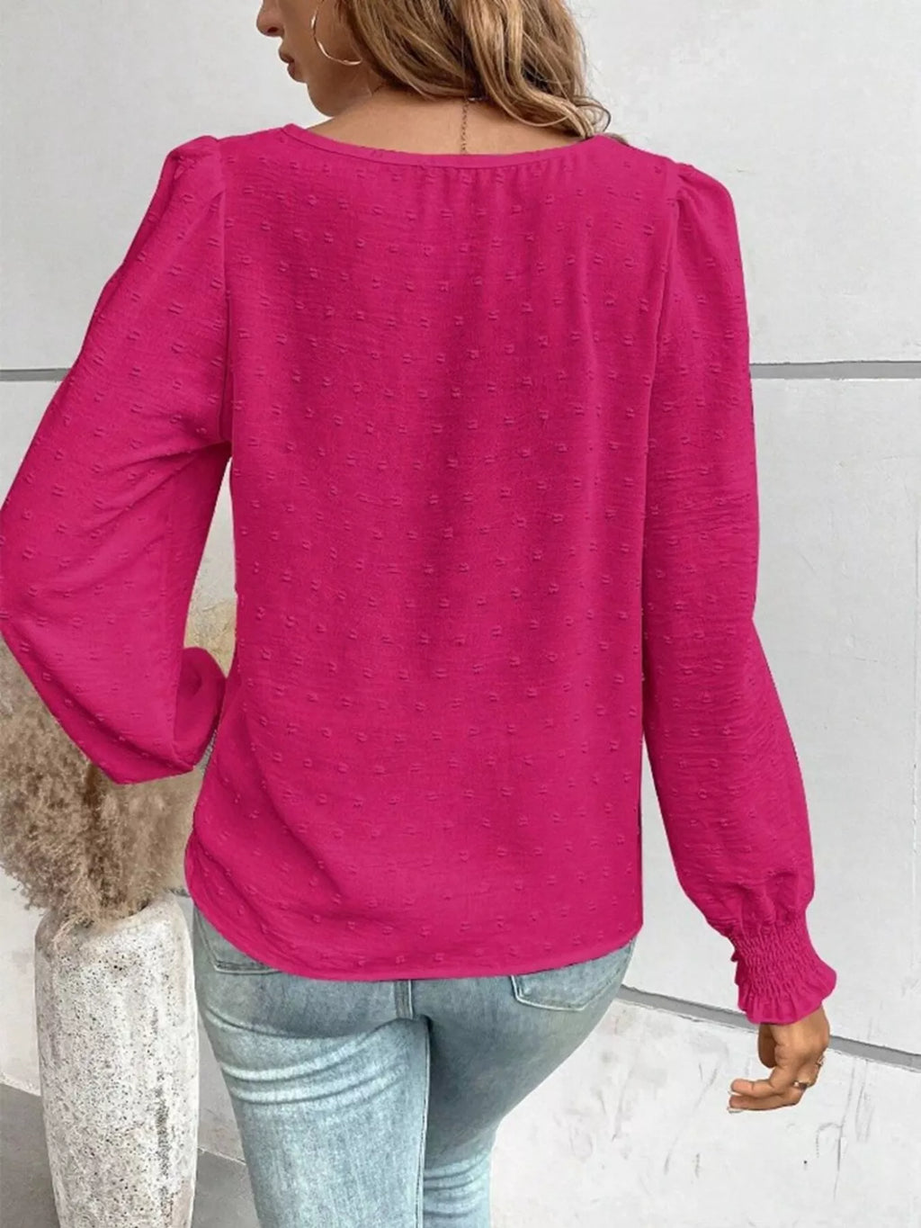 Swiss Dot Long Sleeve Blouse