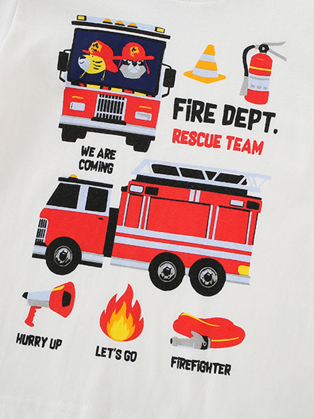 Children's Fire Truck Graphic Crew Neck T-Shirt