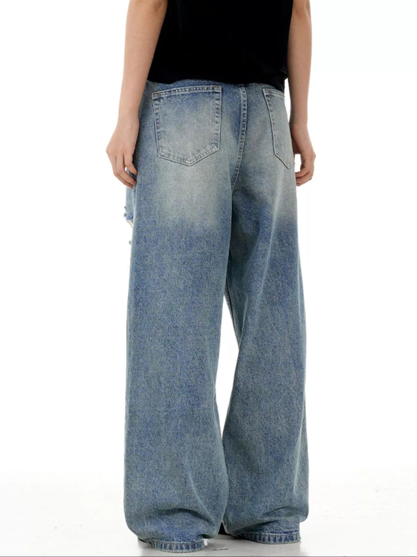 Men's Distressed Wide Leg Jeans