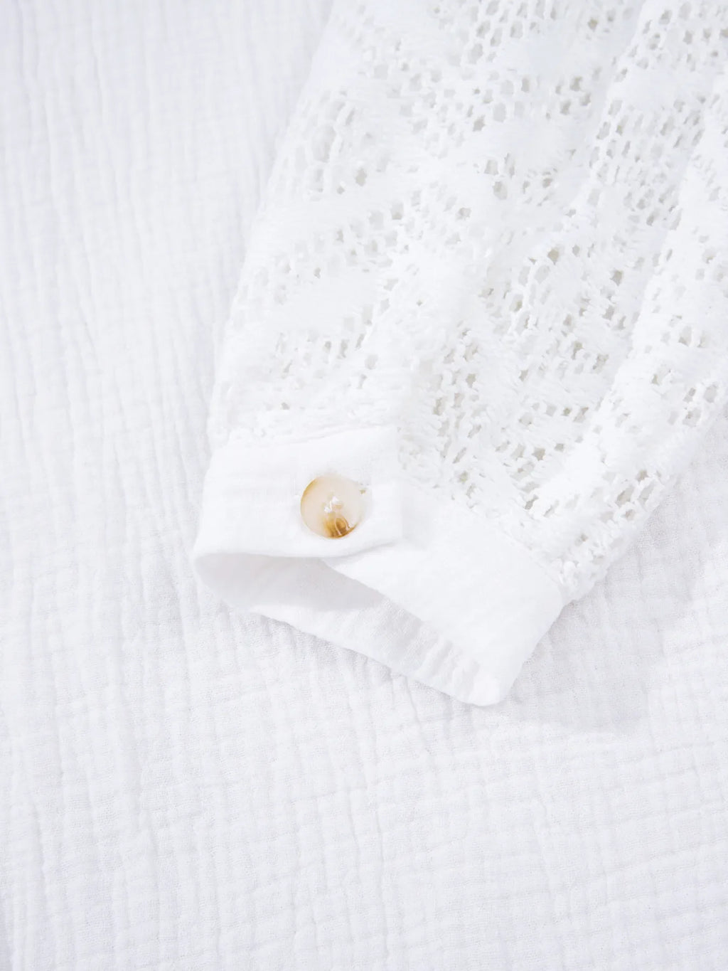 Lace Sleeve Button Down Shirt