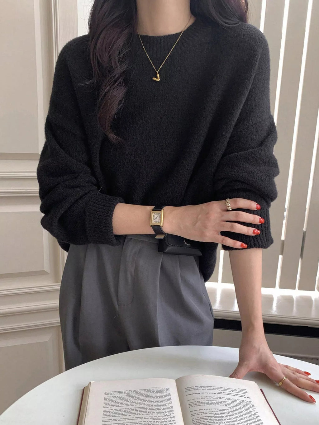 Full Size Cozy Knit Round Neck Oversized Sweater Plus Size