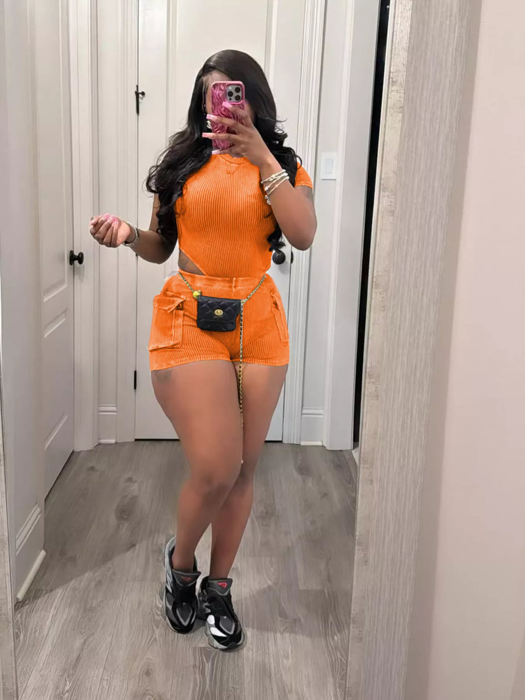 Ribbed Knit Bodysuit and Shorts Set