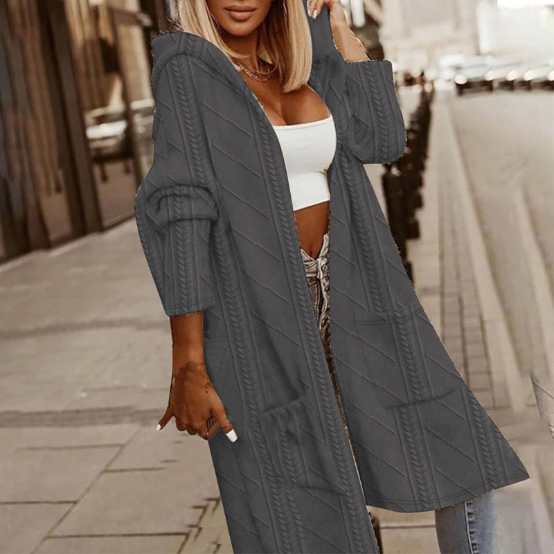 Women's Textured Hooded Longline Jacket