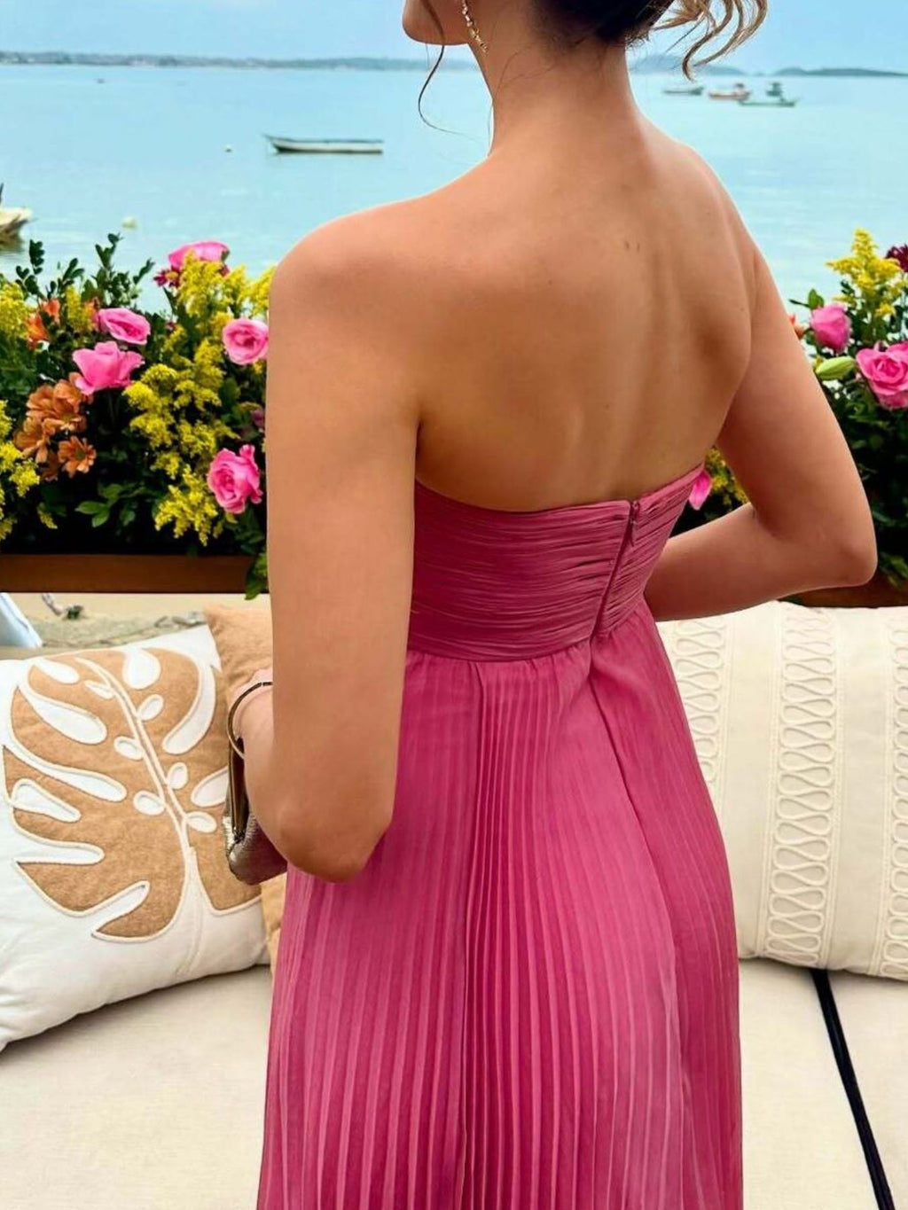Pleated Tube Maxi Dress