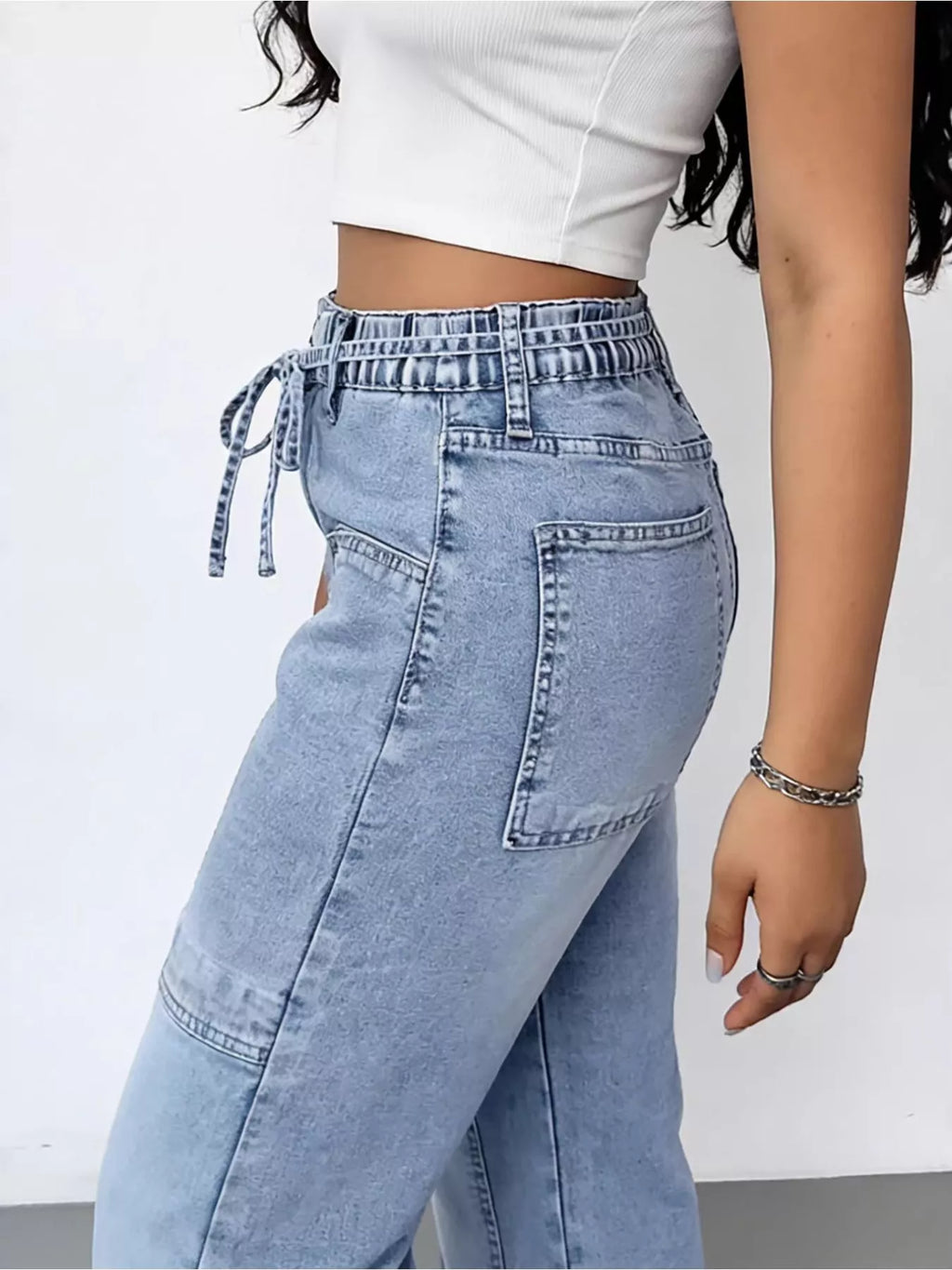 Wash Wide Leg Cargo Jeans