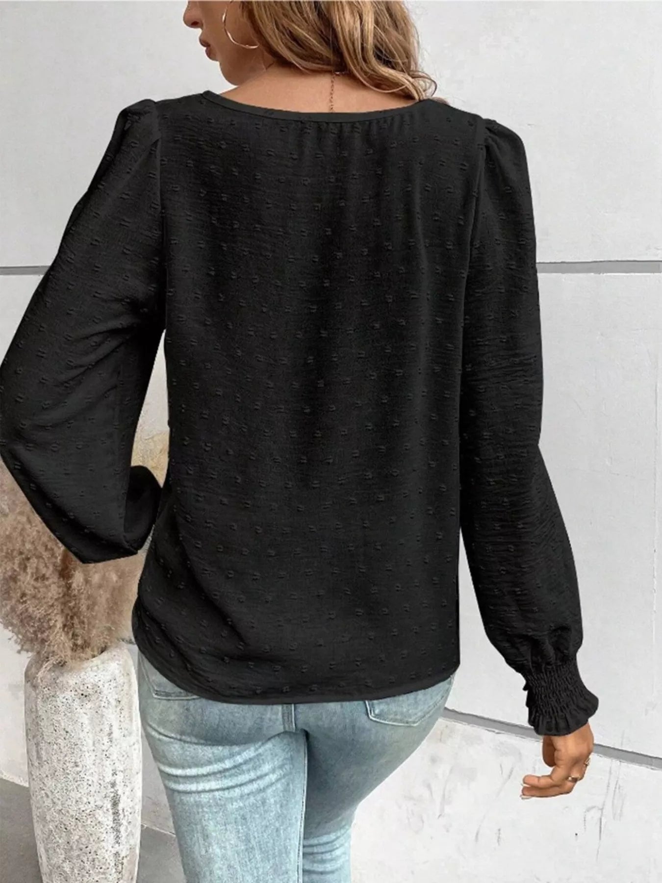 Swiss Dot Long Sleeve Blouse