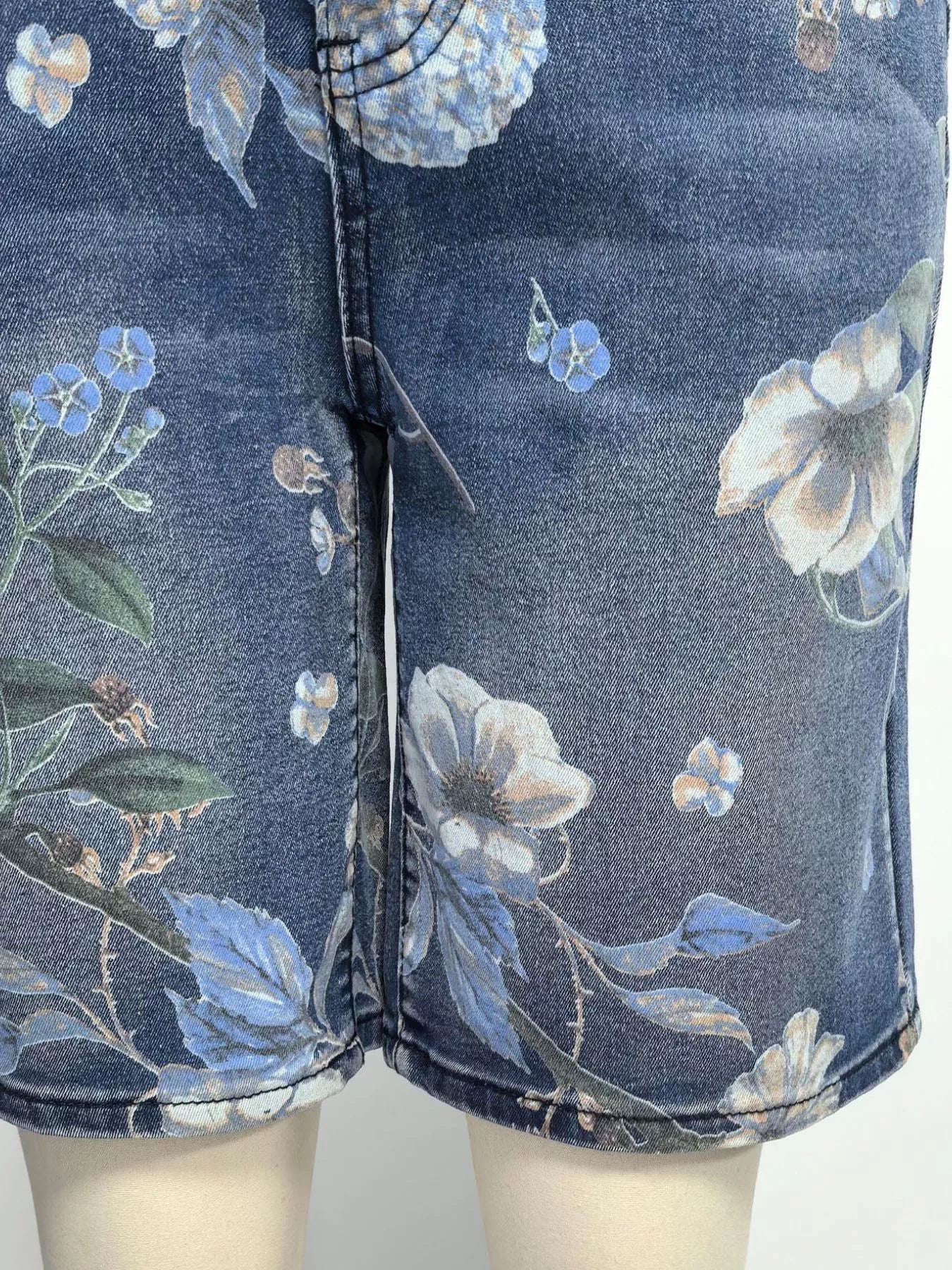 Floral Print Denim Shorts