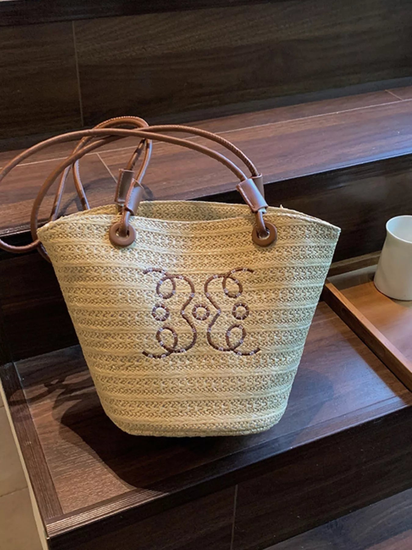 Straw Bucket Shoulder Bag
