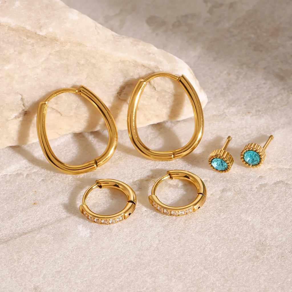 3-Piece 18K Gold-Plated Earrings