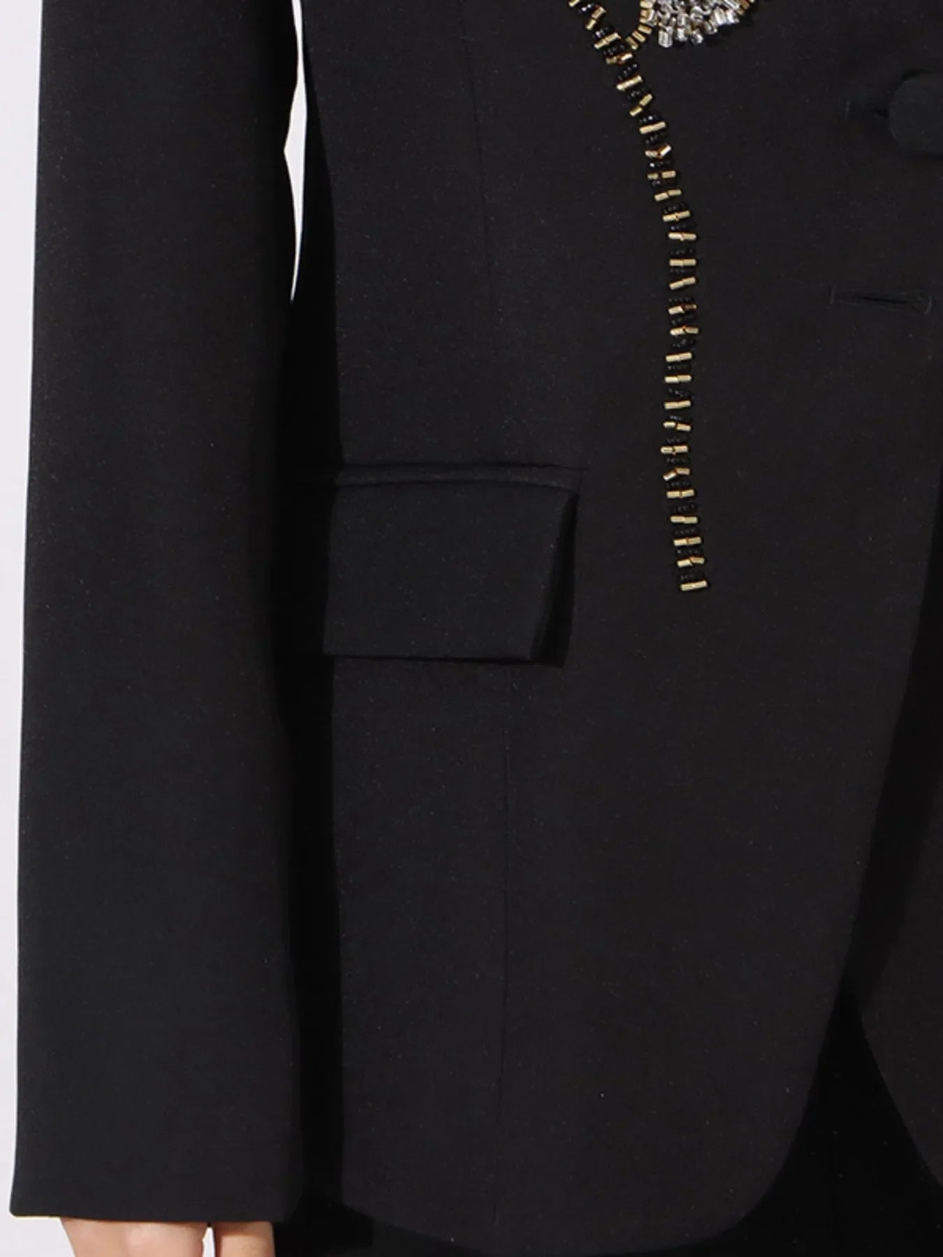 Flower Button Front Long Sleeve Blazer