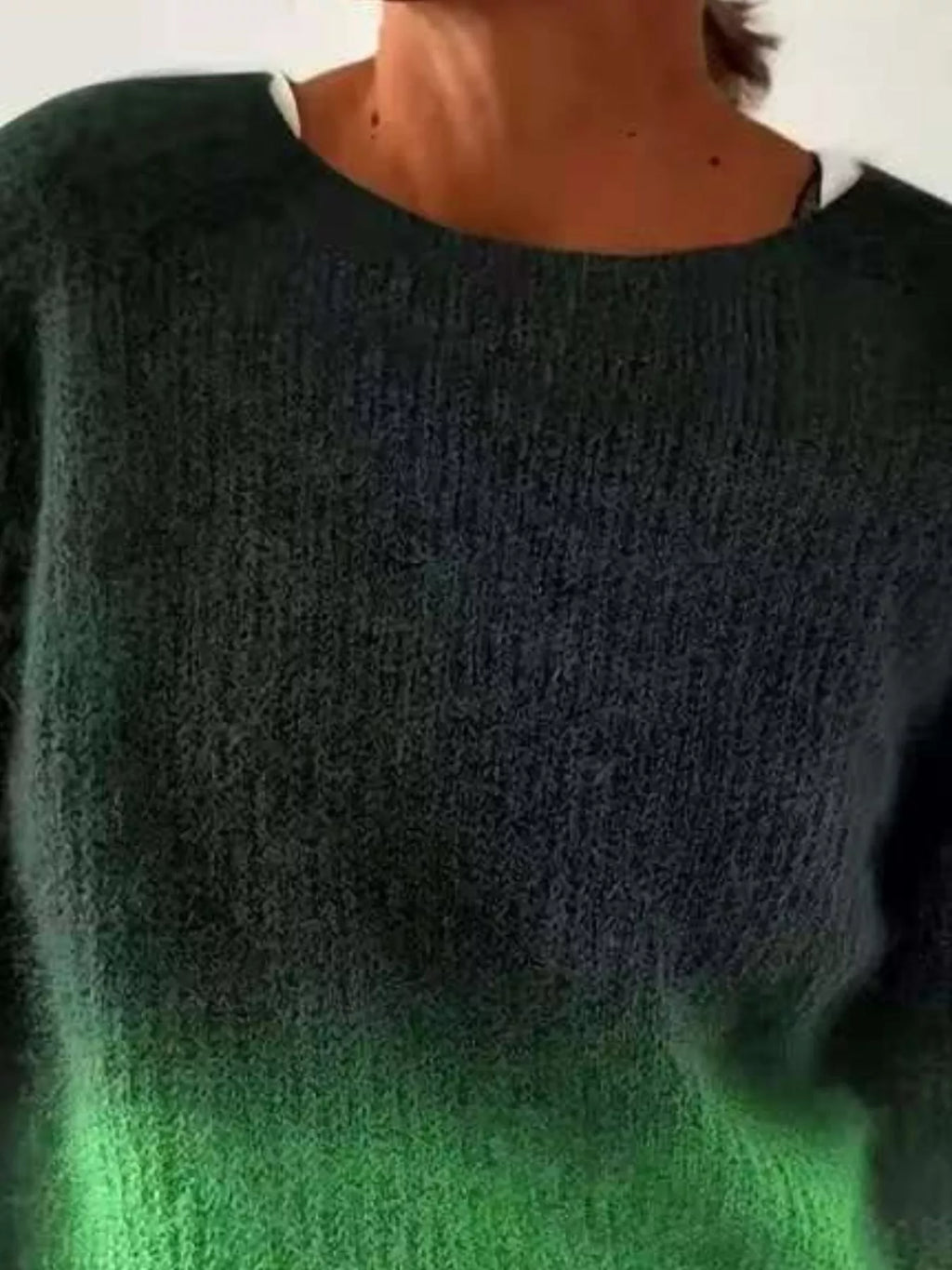 Full Size Vintage Patterned Round Neck Sweater Plus Size