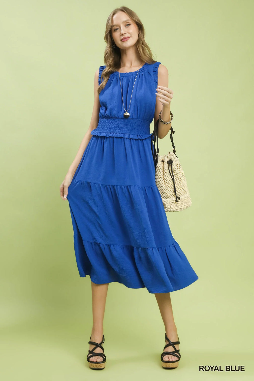 Umgee Smocked Waist Tiered Midi Dress