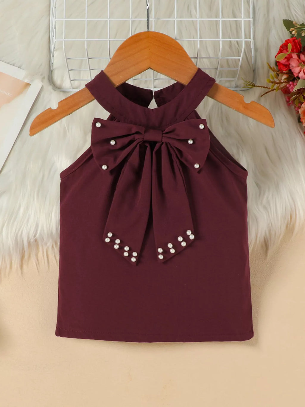 Children's Pearl Bowknot Top and Skirt Set