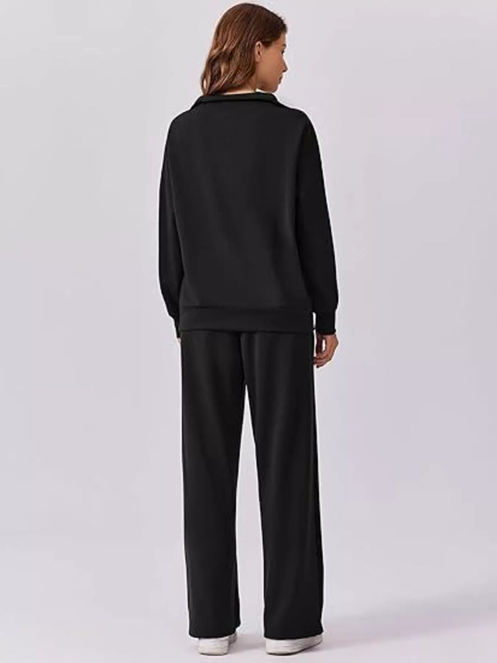 Relaxed Fit Quarter-Zip Top and Pants Set