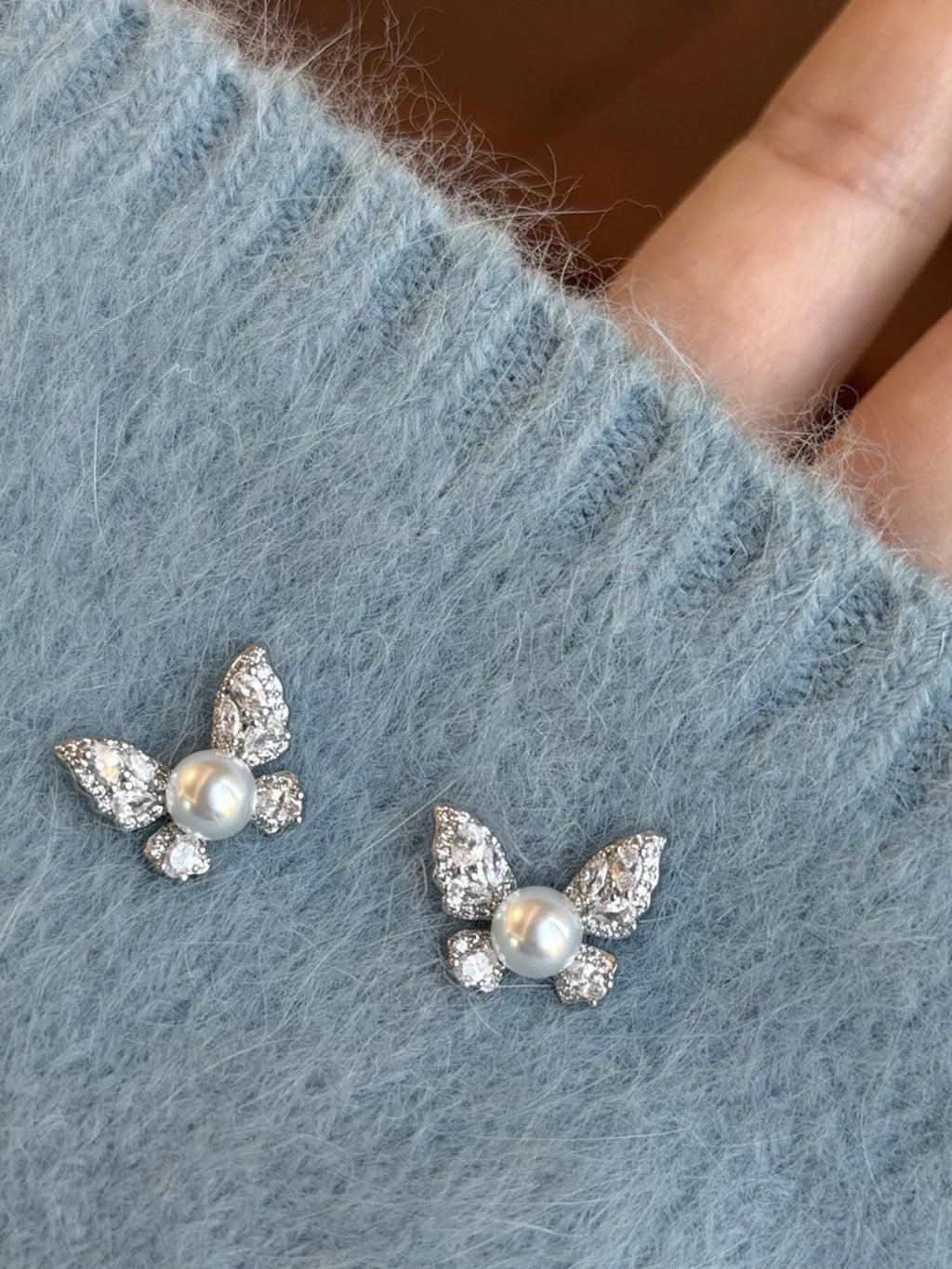 Butterfly Pearl Stud Earrings