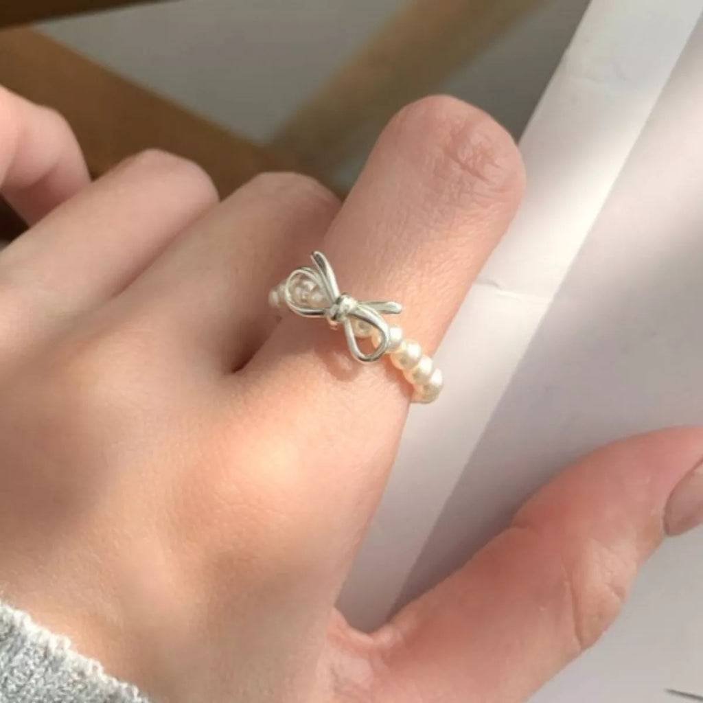Bow Pearl Beaded Ring