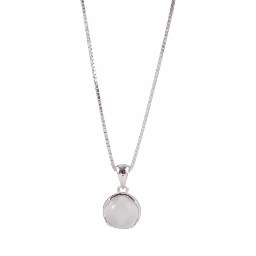 925 Sterling Silver Cat's Eye Stone Pendant Necklace