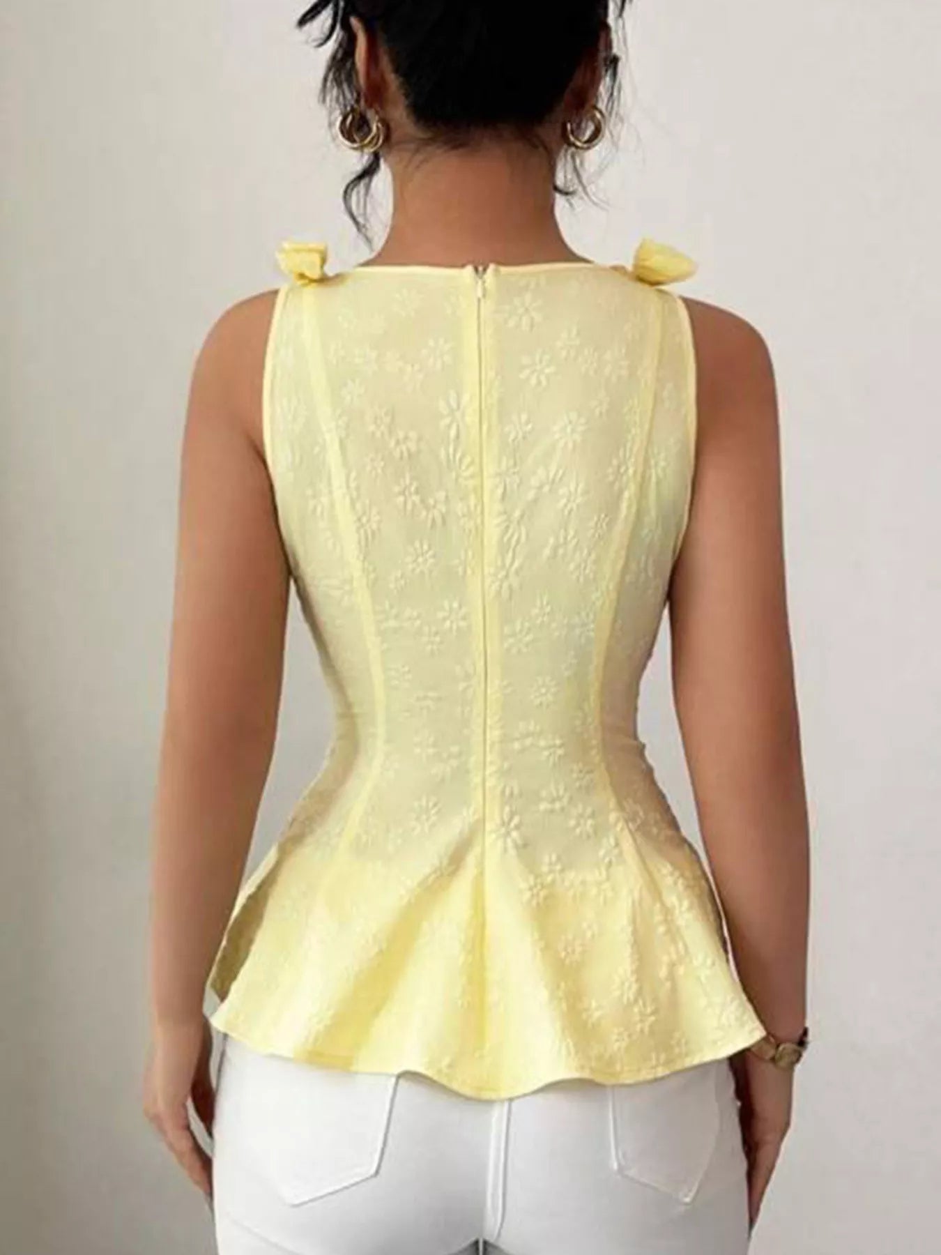 Bow Shoulder Peplum Tank