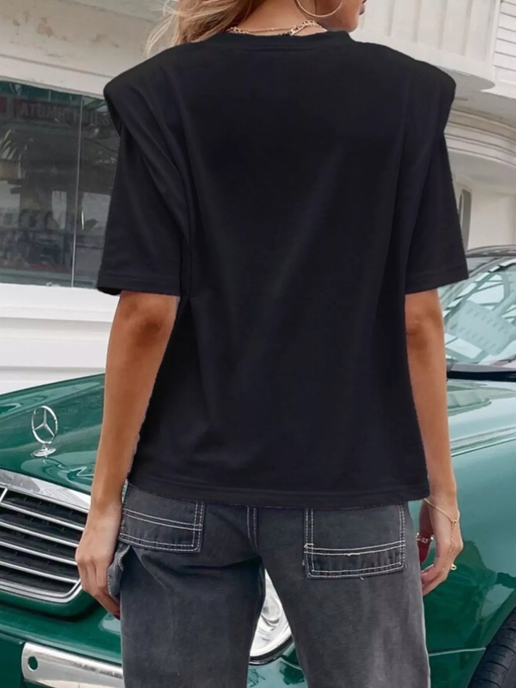 Letter Round Neck Half Sleeve T-Shirt