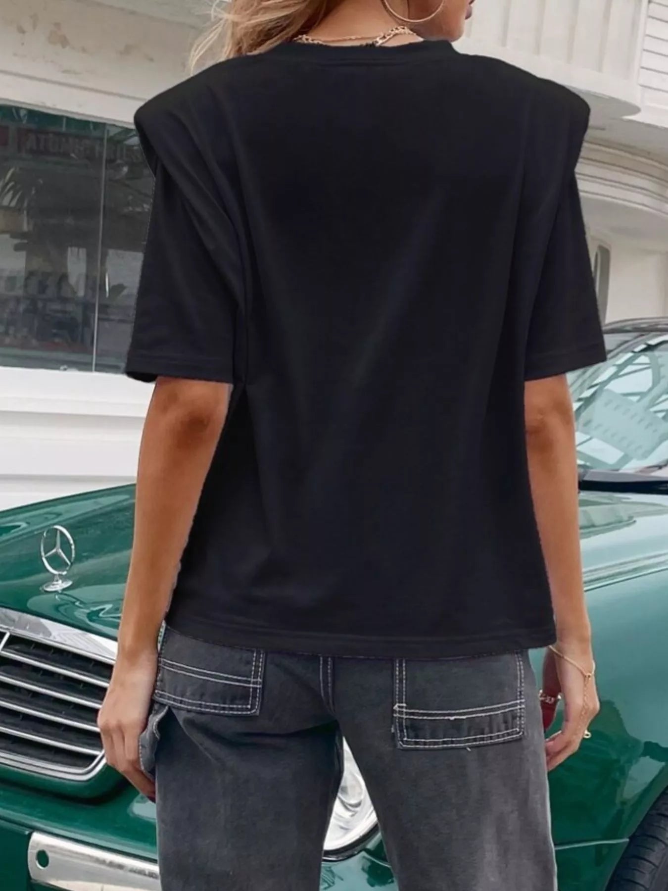 Letter Round Neck Half Sleeve T-Shirt