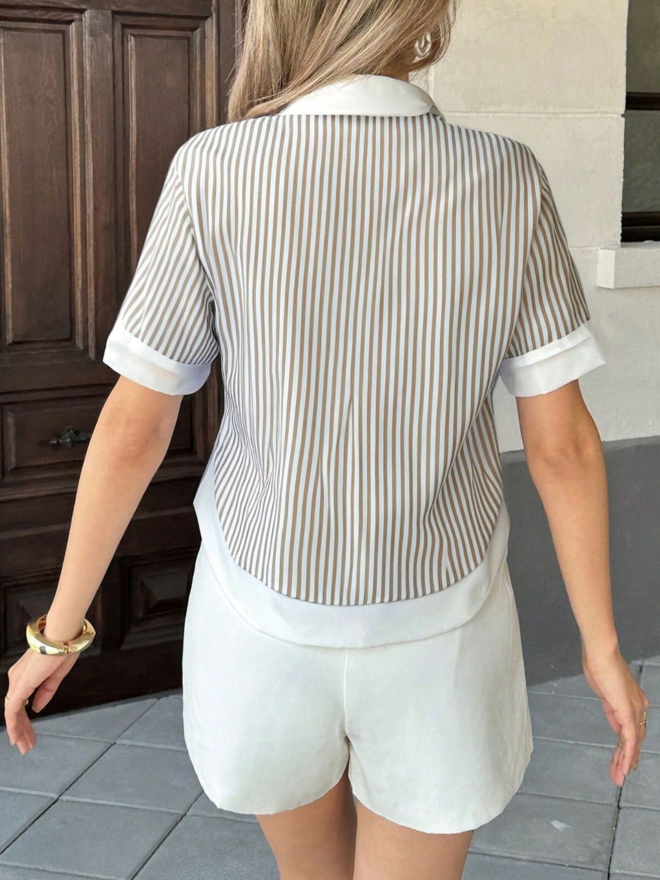 Striped Button-Down Short Sleeve Shirt