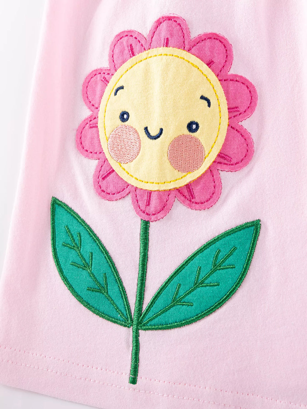 Children's Flower Appliqué Top & Rainbow Print Capri Set