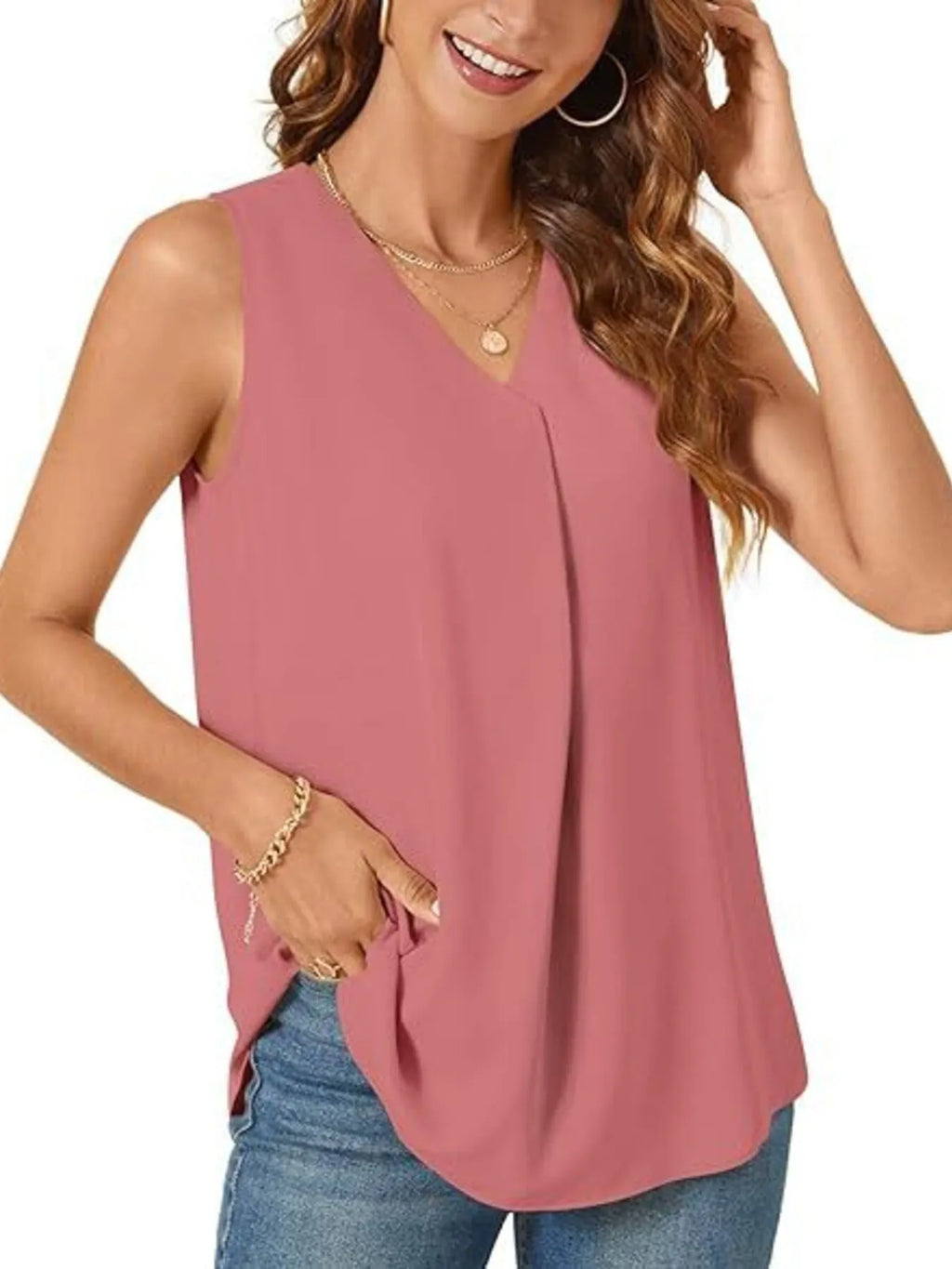 Full Size V-Neck Sleeveless Tank Top Plus Size