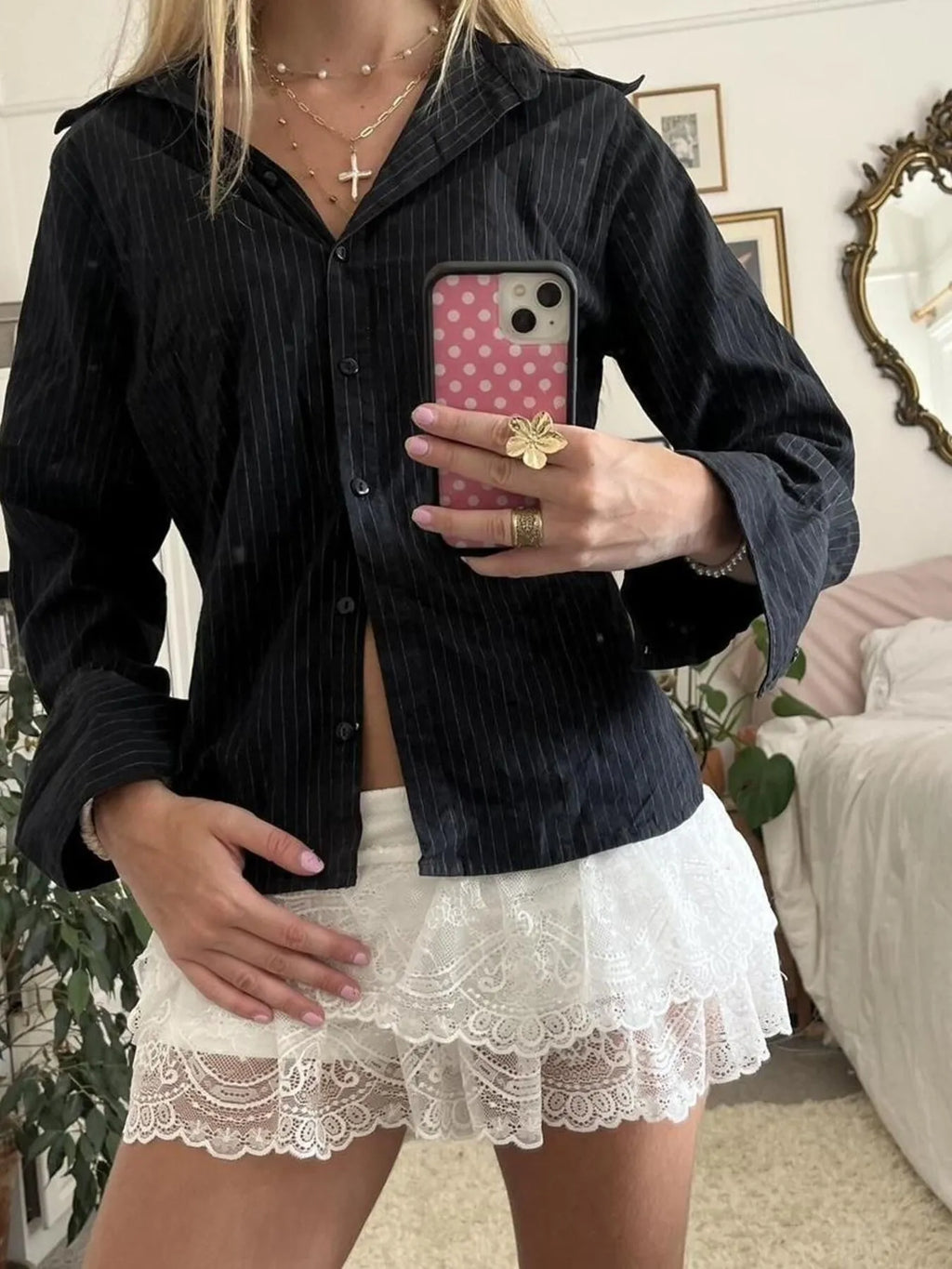 Printed Button-Down Long Sleeve Shirt