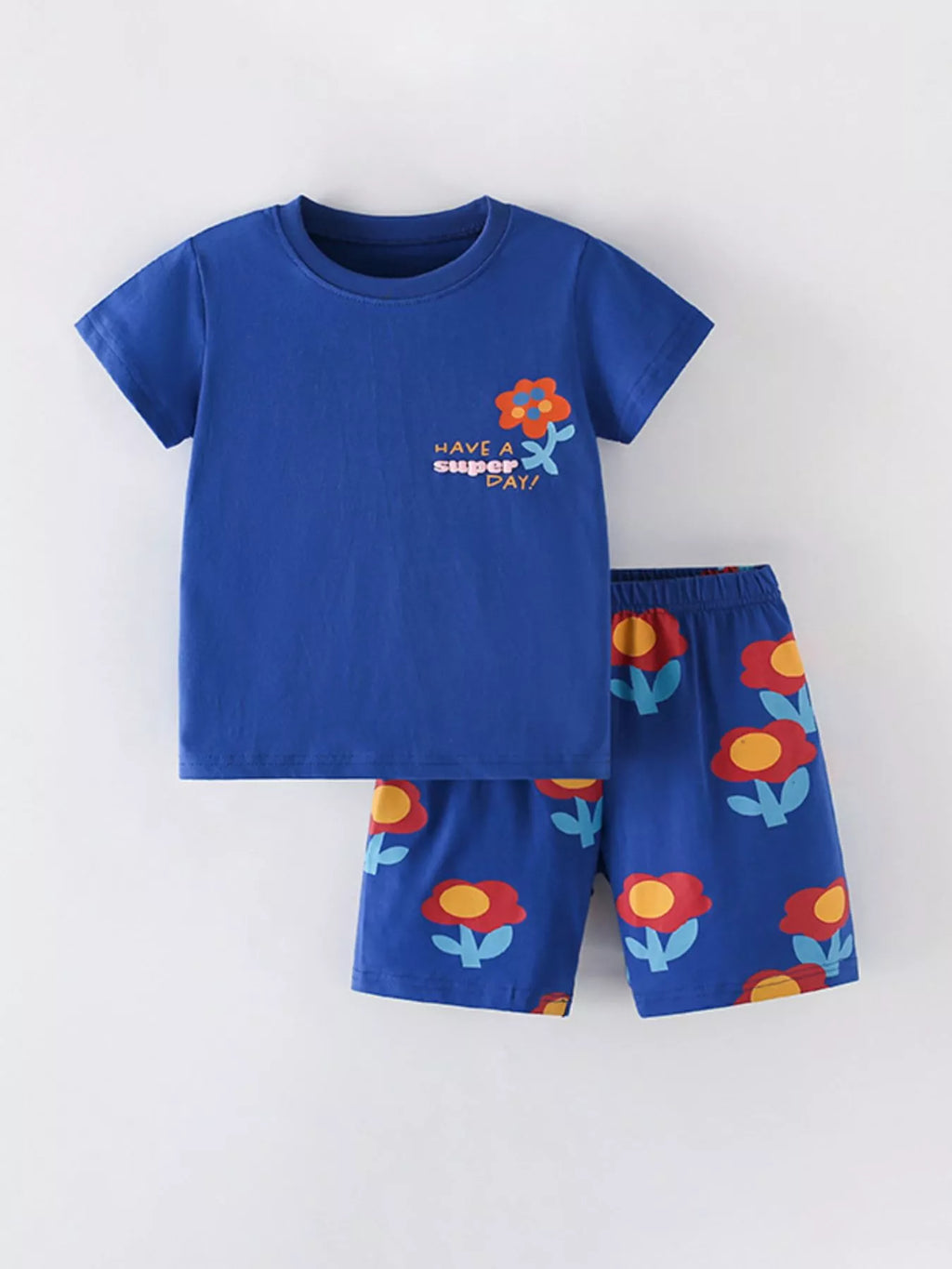 Children's Floral Short Sleeve Tee and Shorts Set