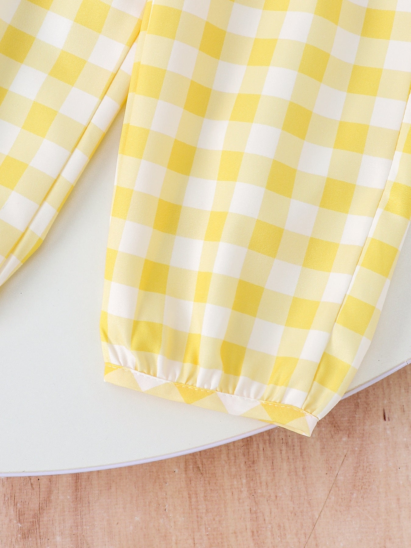 Children's Ribbed Tank Top and Plaid Pants Set with Bows