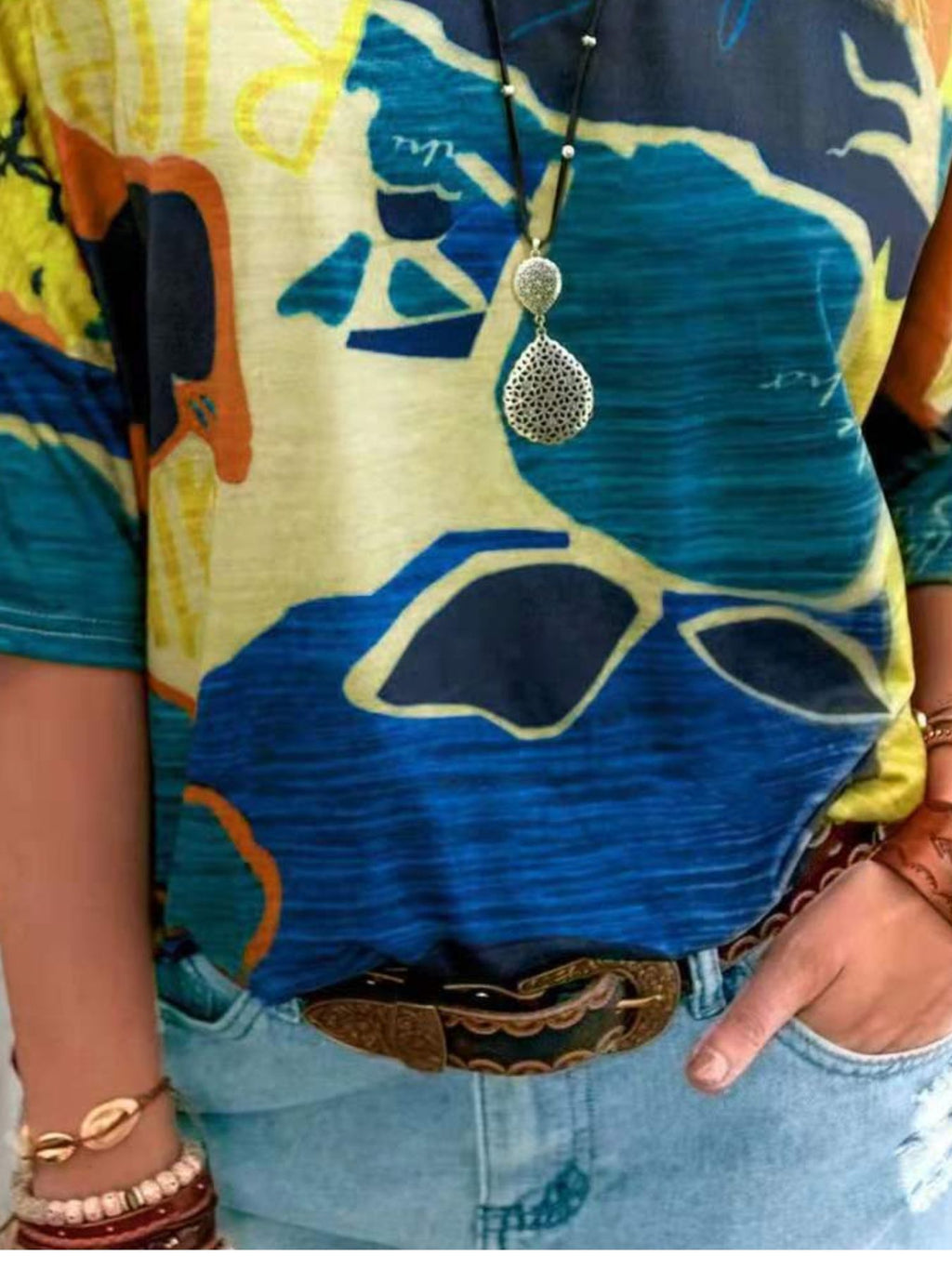 Contrast Round Neck Casual T-Shirt