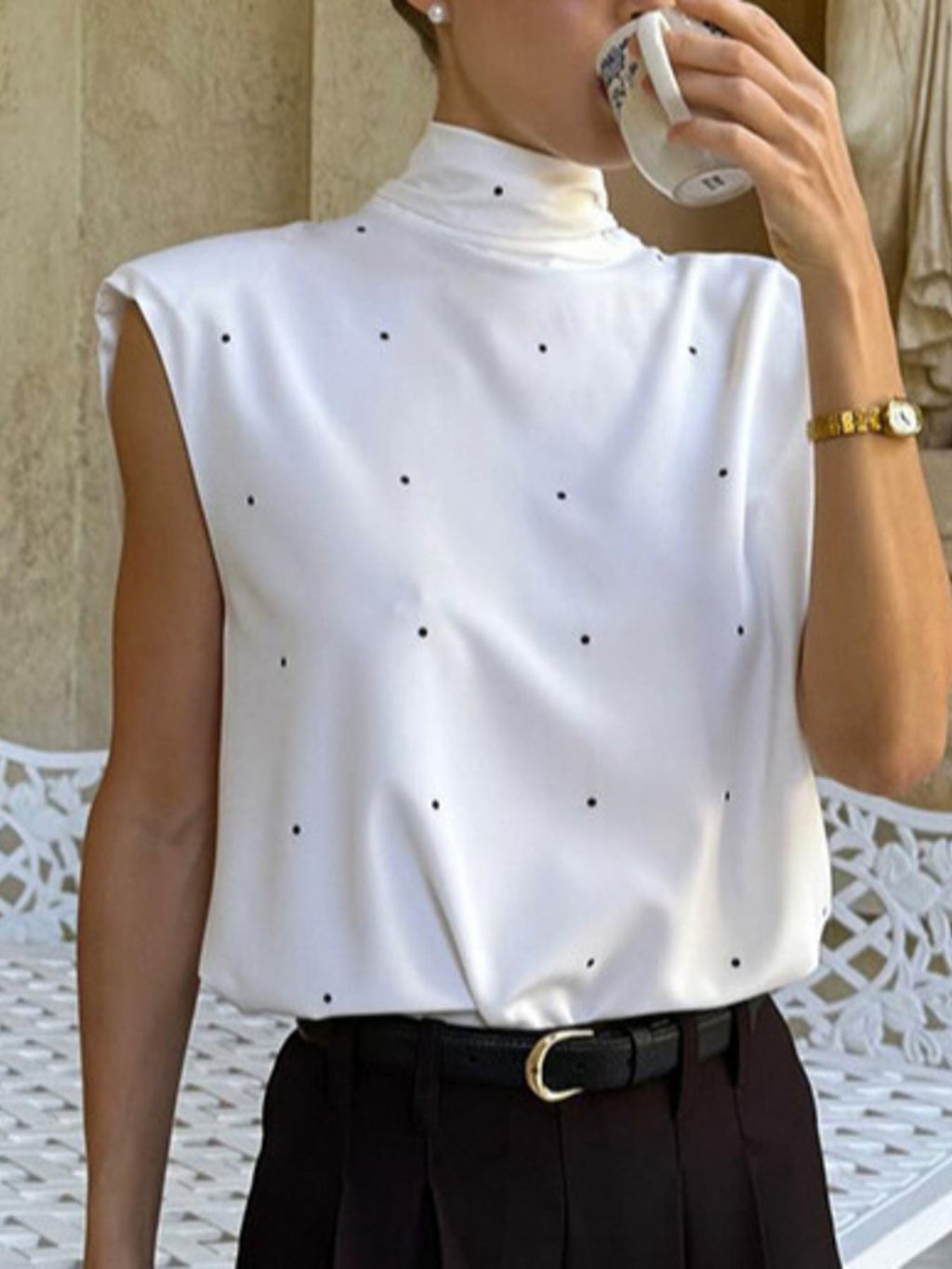Polka Dot High Neck Tank