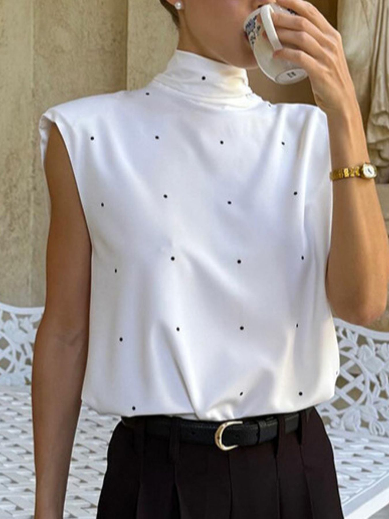 Polka Dot High Neck Tank
