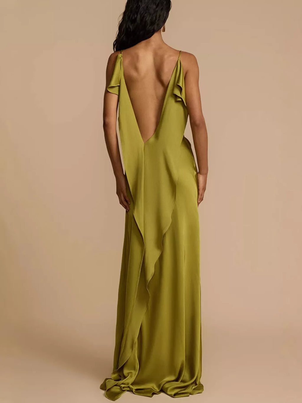 Satin Cowl Neck Slit Maxi Dress