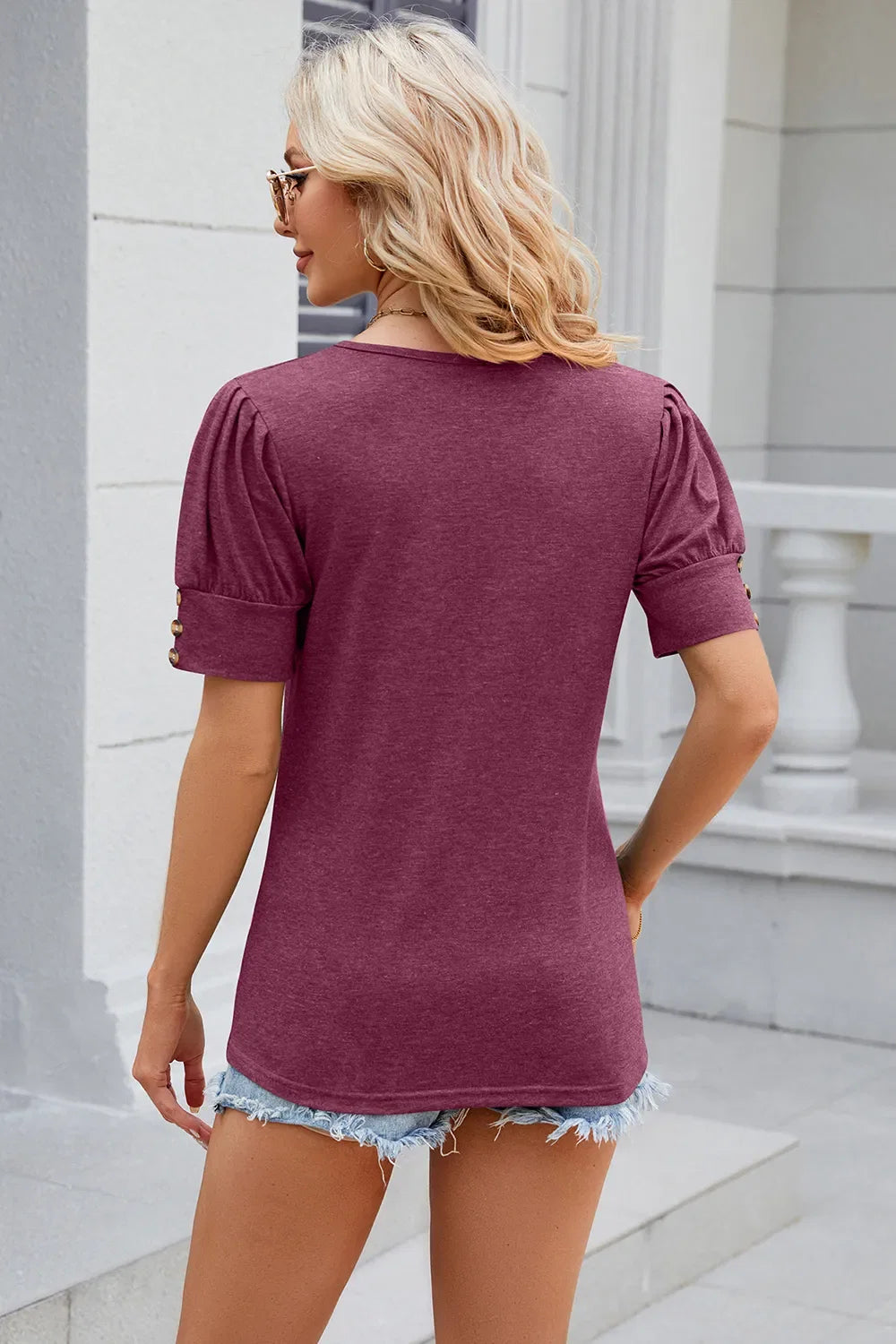 Round Neck Puff Sleeve T-Shirt