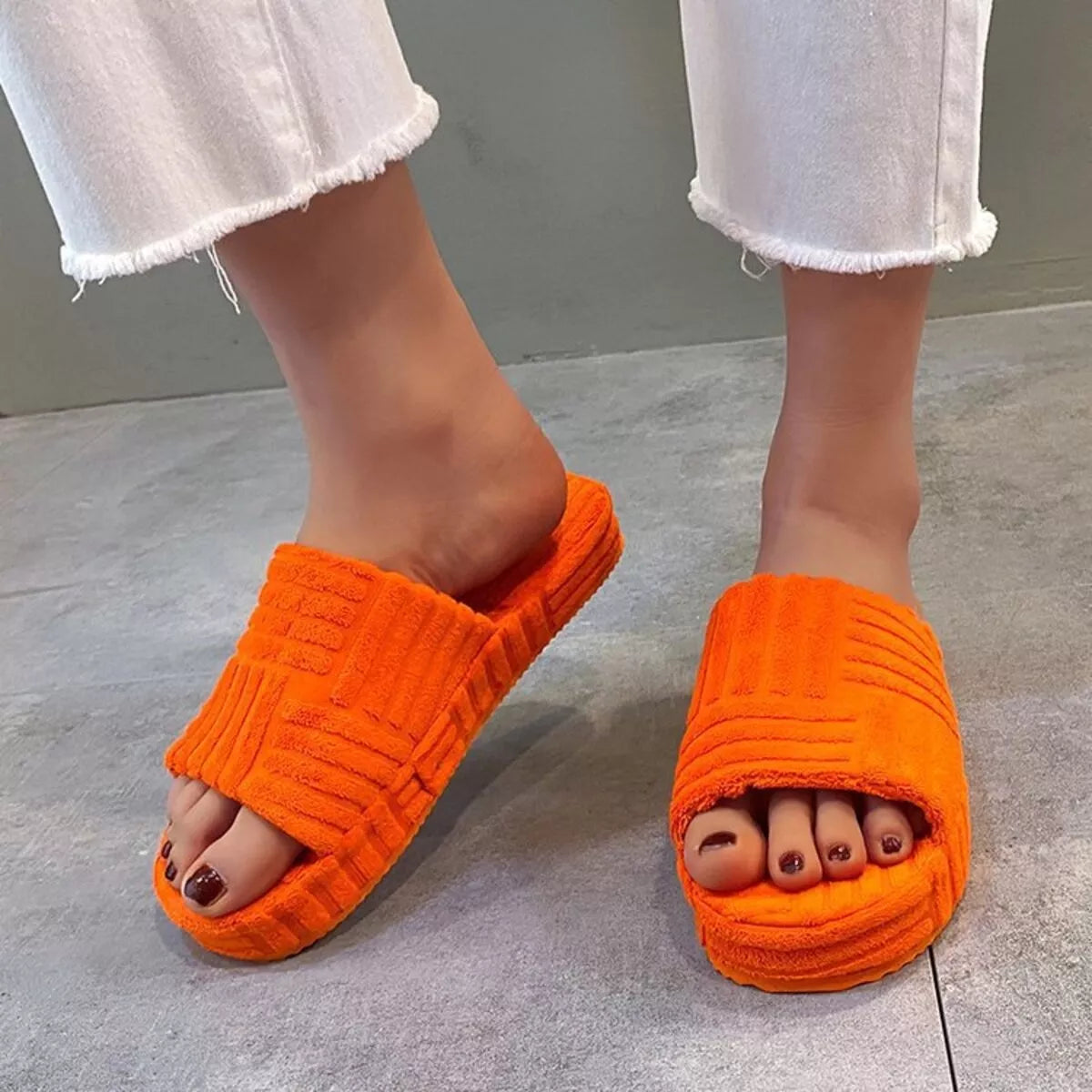 Open Toe Platform Slippers