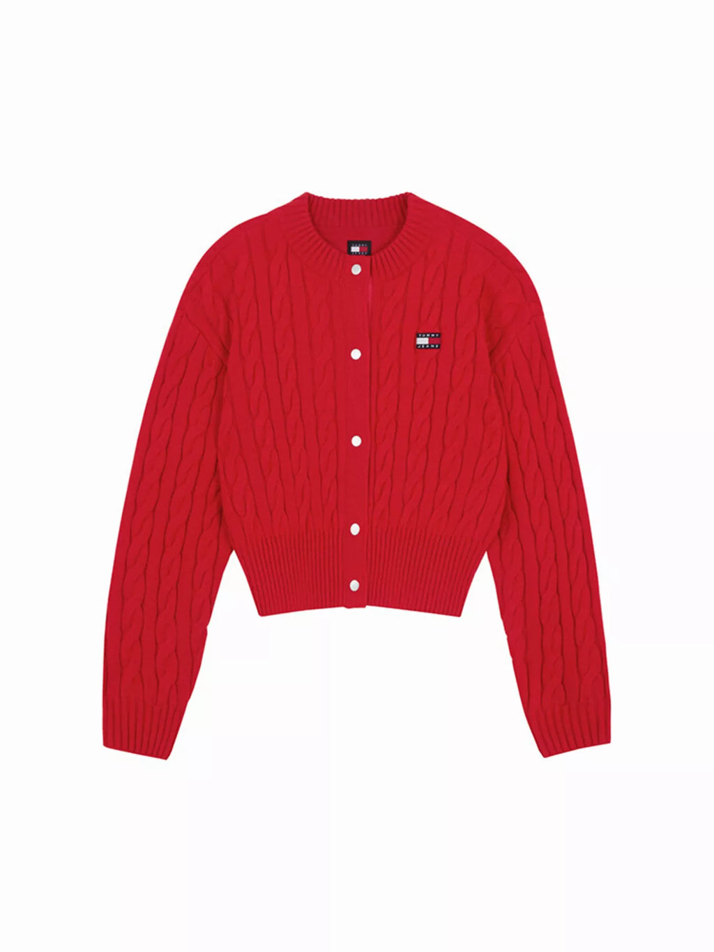 Cable-Knit Button-Front Cardigan
