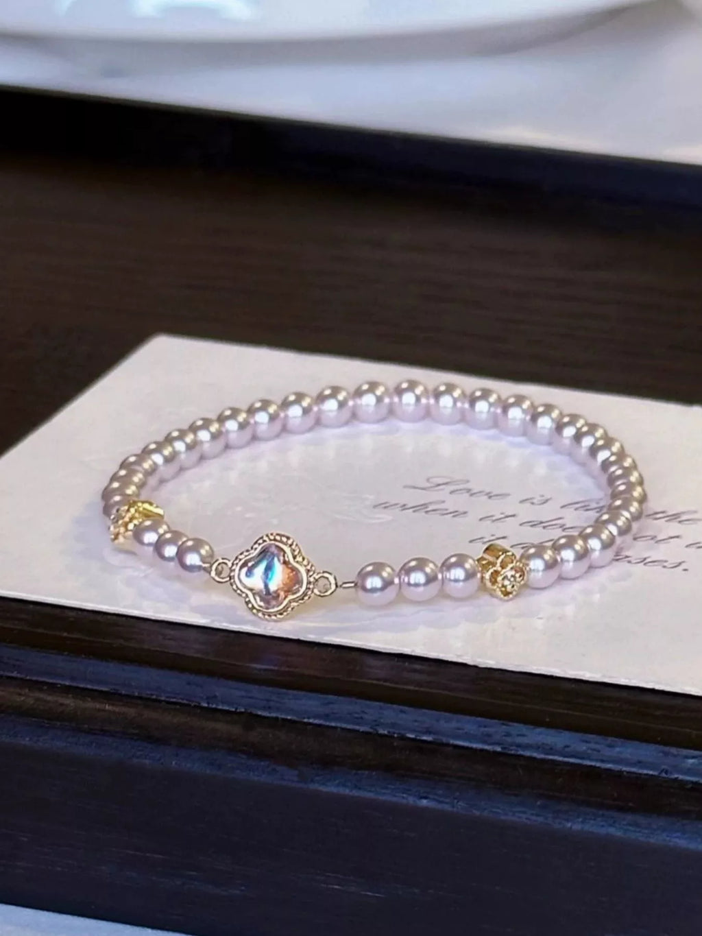 Pearl Clover Charm Bracelet
