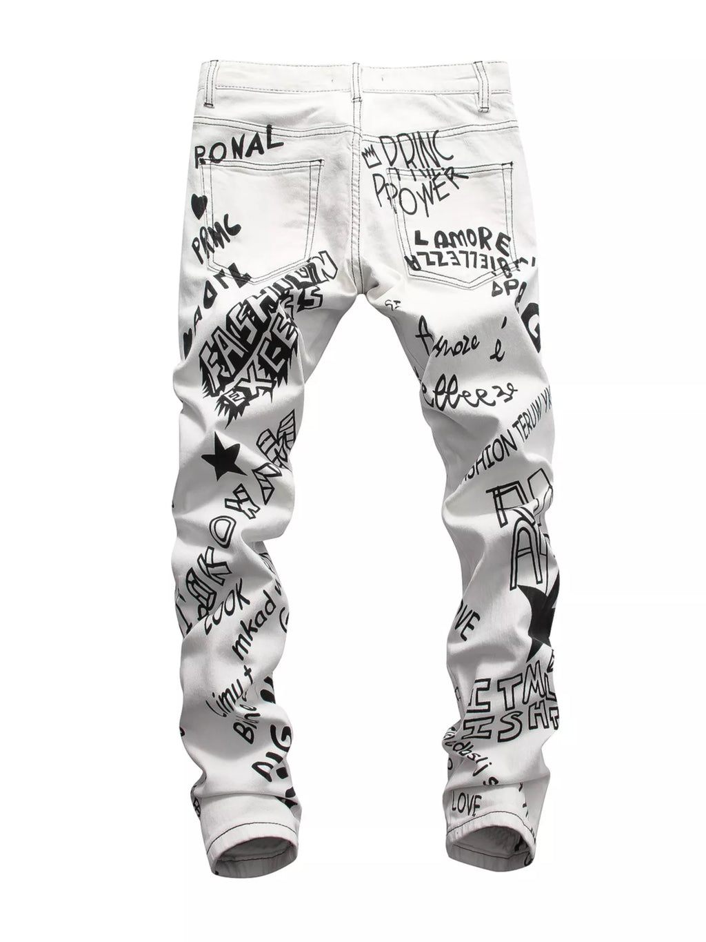 Men's Graffiti Print Slim Fit Jeans
