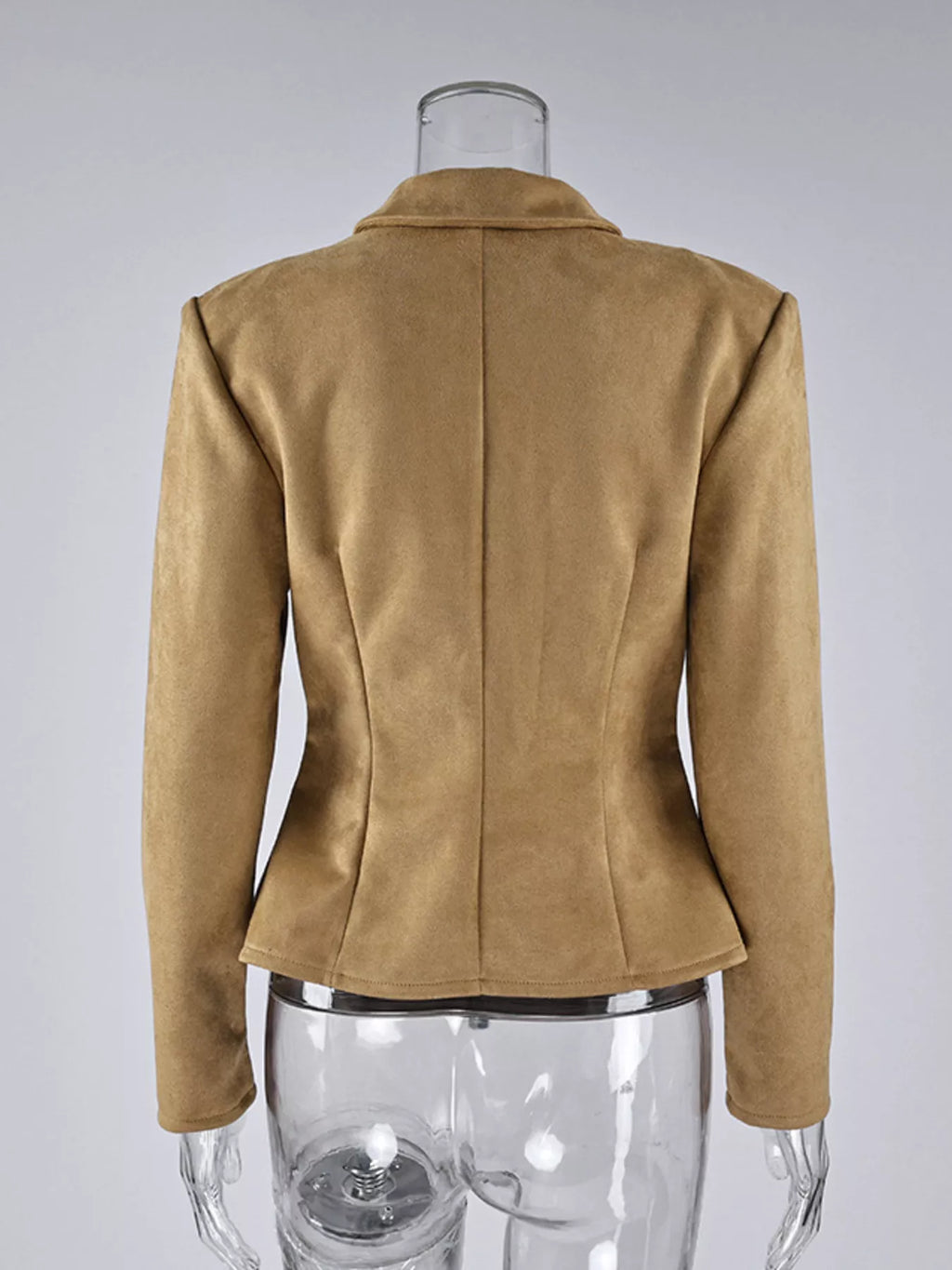 Suede Zip-Up Fitted Jacket