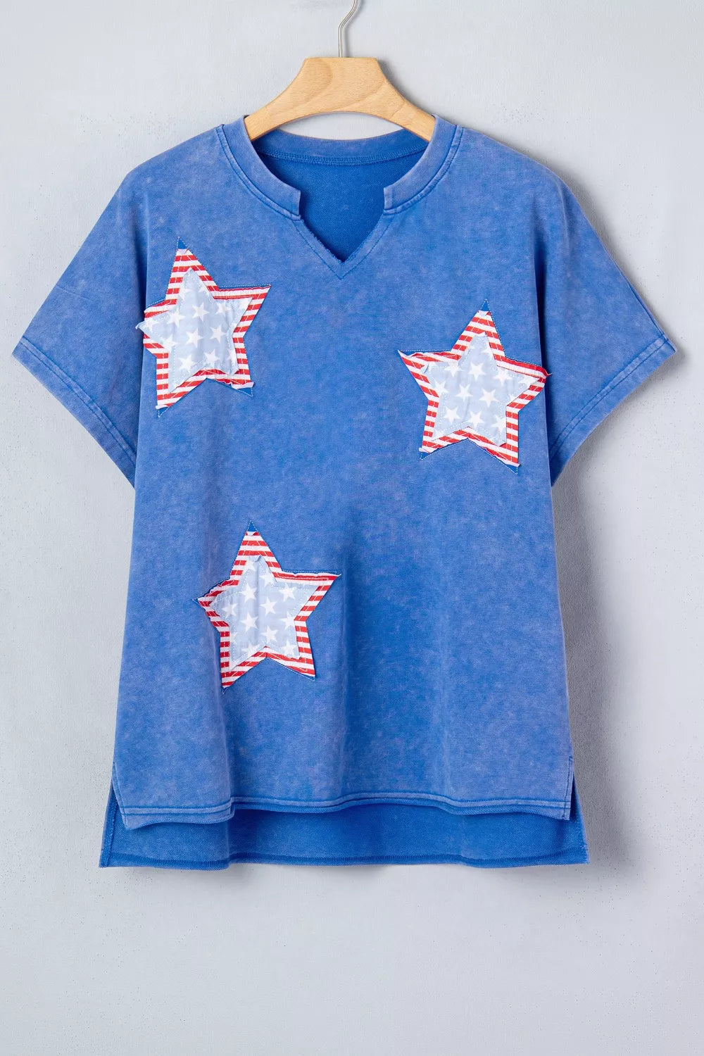 Patriot Star Patched Notched Neck Mineral Washed Tee