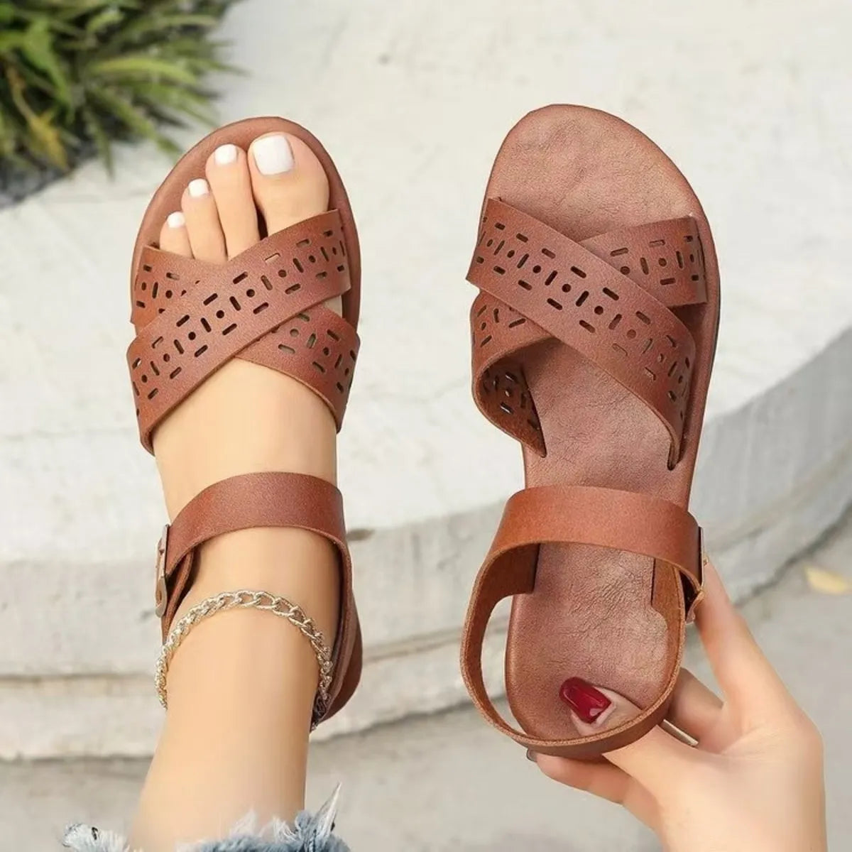 Crisscross Strap Flats Sandals