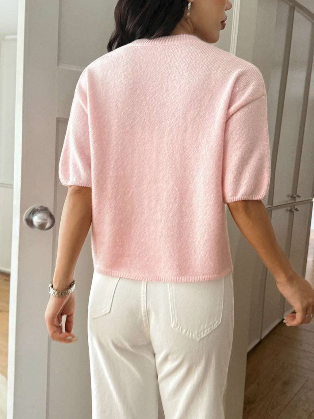 Ribbed Hem Round Neck Sweater