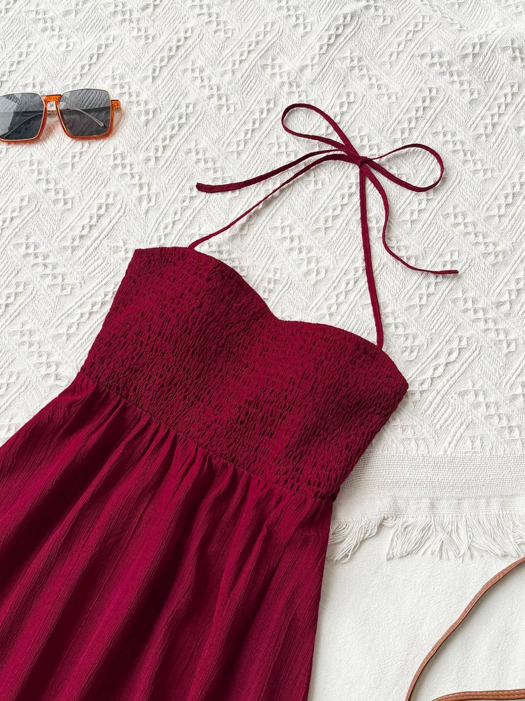 Sweetheart Neck Halter Neck Tiered Dress