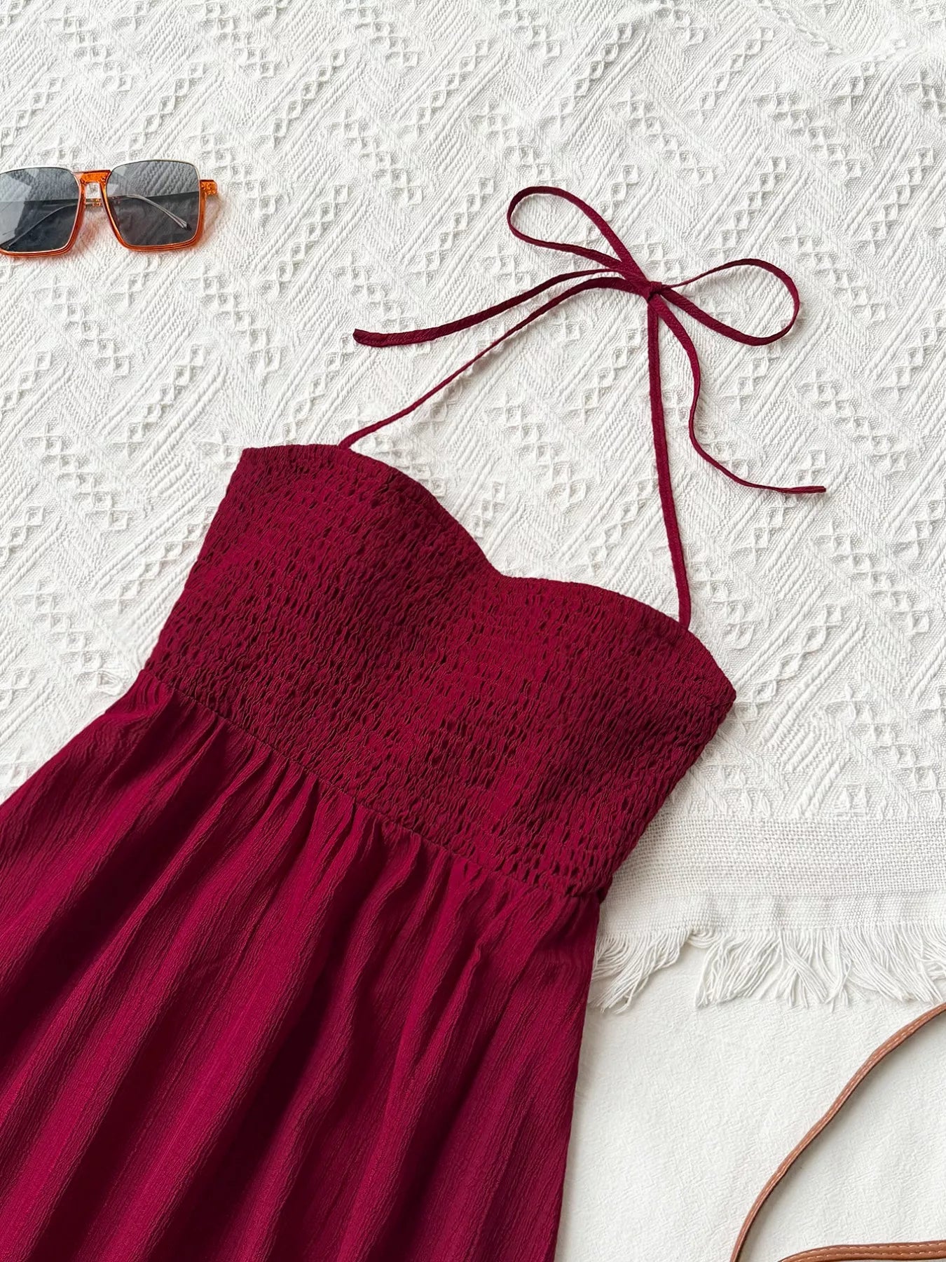 Sweetheart Neck Halter Neck Tiered Dress
