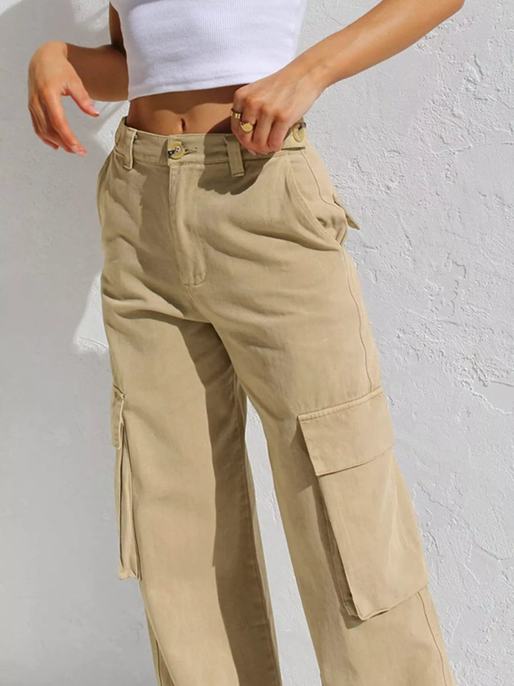 High-Waisted Wide Leg Cargo Jeans