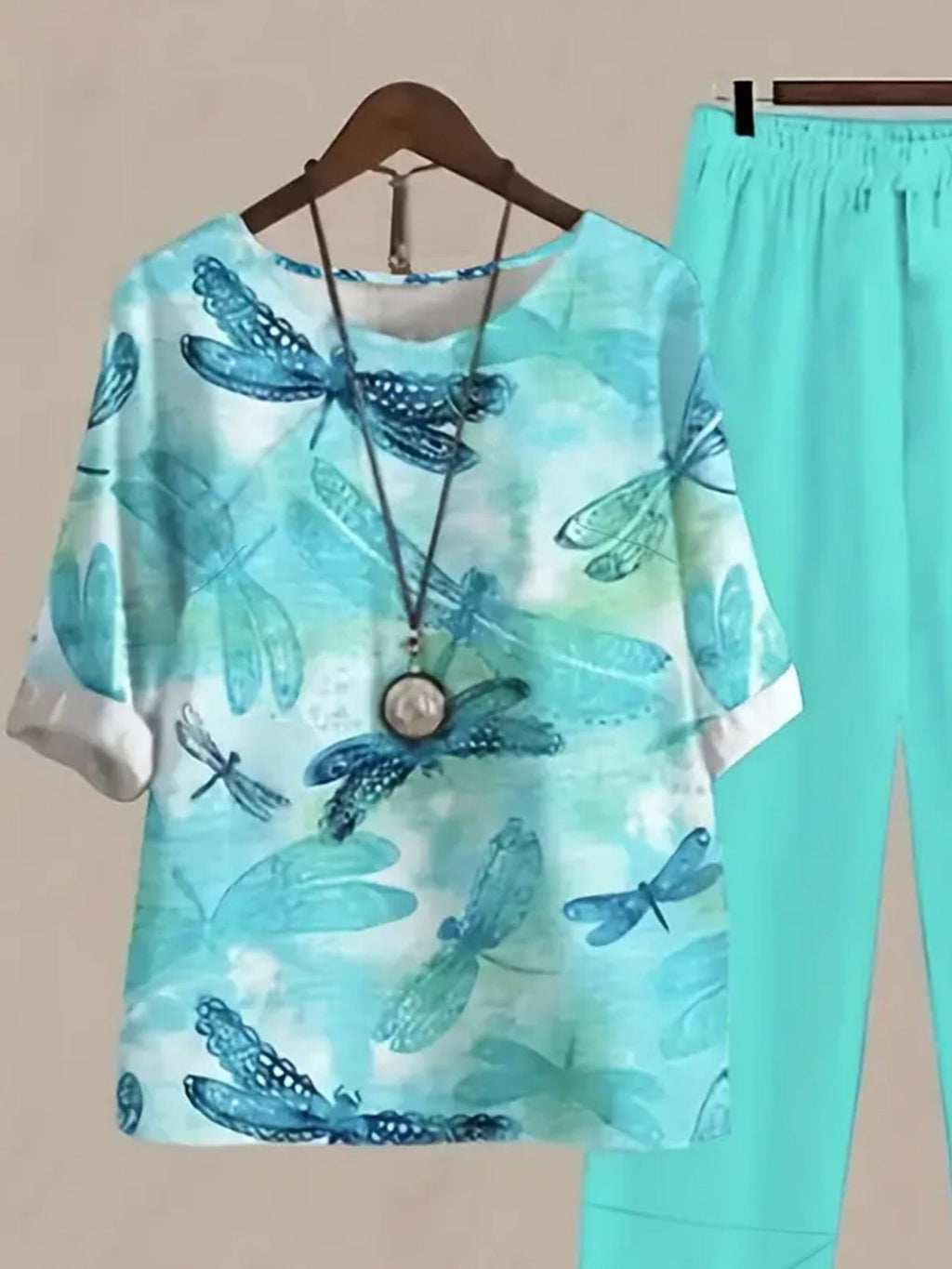 Printed Half Sleeve Top and Pants Set