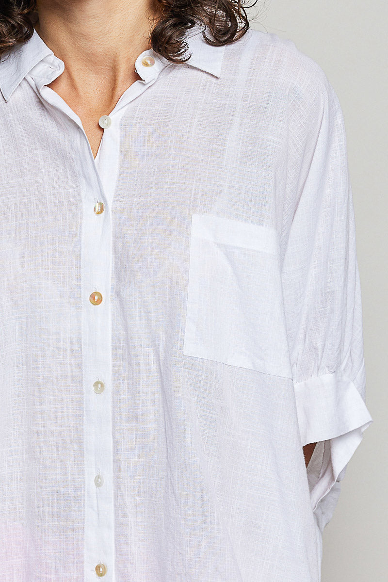 POL Button Down Half Dolman Sleeve Shirt