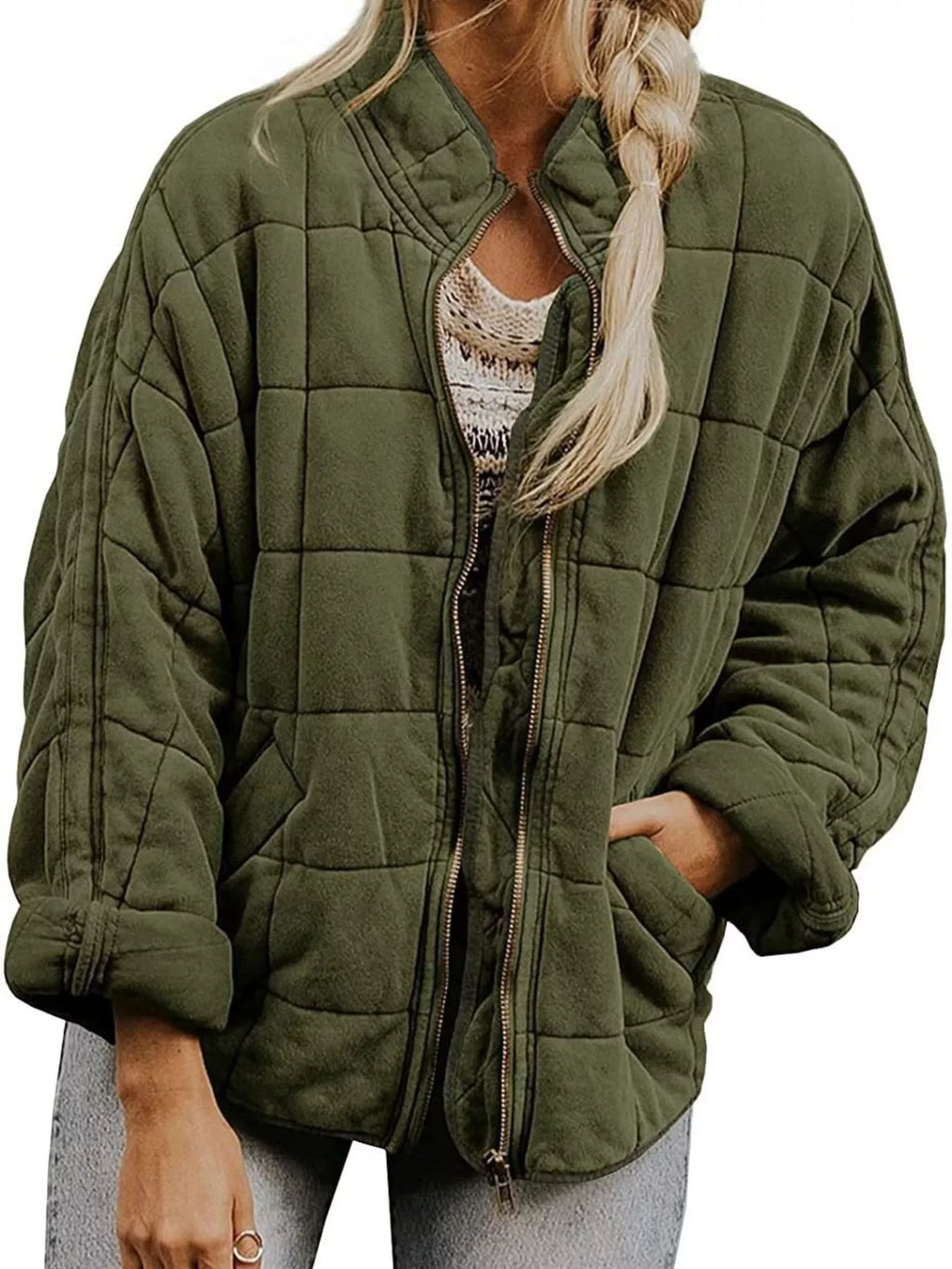 Quilted Zip Up Outerwear
